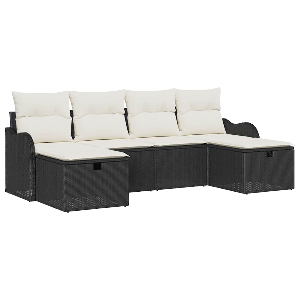 Tuin Sofa Set met kussen met opslag 6 pcs Zwart Poly riet is nu te koop bij PeponiXL, paradijselijk wonen!