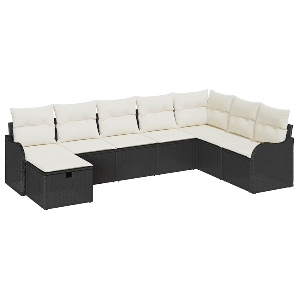 Tuin Sofa Set met kussen met opslag 8 pcs Zwart Poly riet is nu te koop bij PeponiXL, paradijselijk wonen!