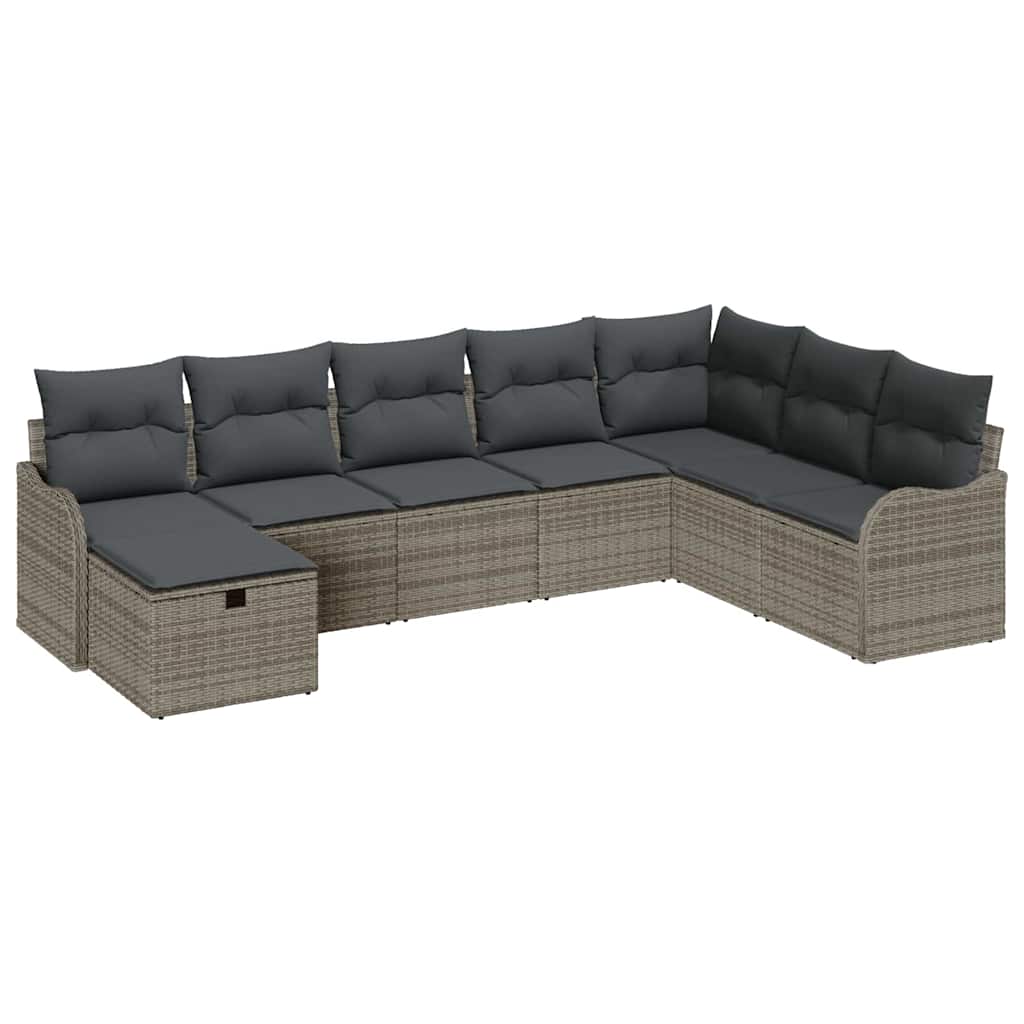 Tuin Sofa Set met kussen met opslag 8 pcs Grijs poly rattan is nu te koop bij PeponiXL, paradijselijk wonen!