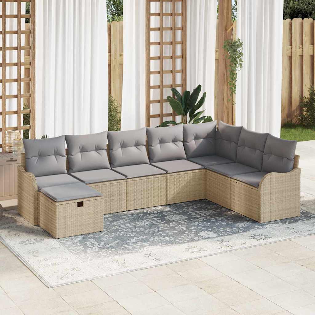 Tuin Sofa Set 8 st Beige poly rattan