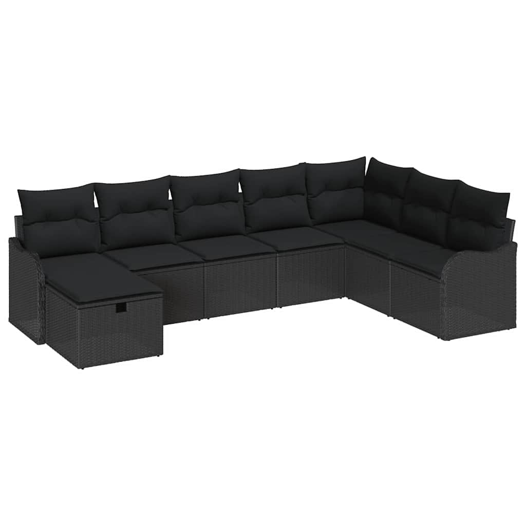 Tuin Sofa Set met kussen met opslag 8 pcs Zwart Poly riet is nu te koop bij PeponiXL, paradijselijk wonen!