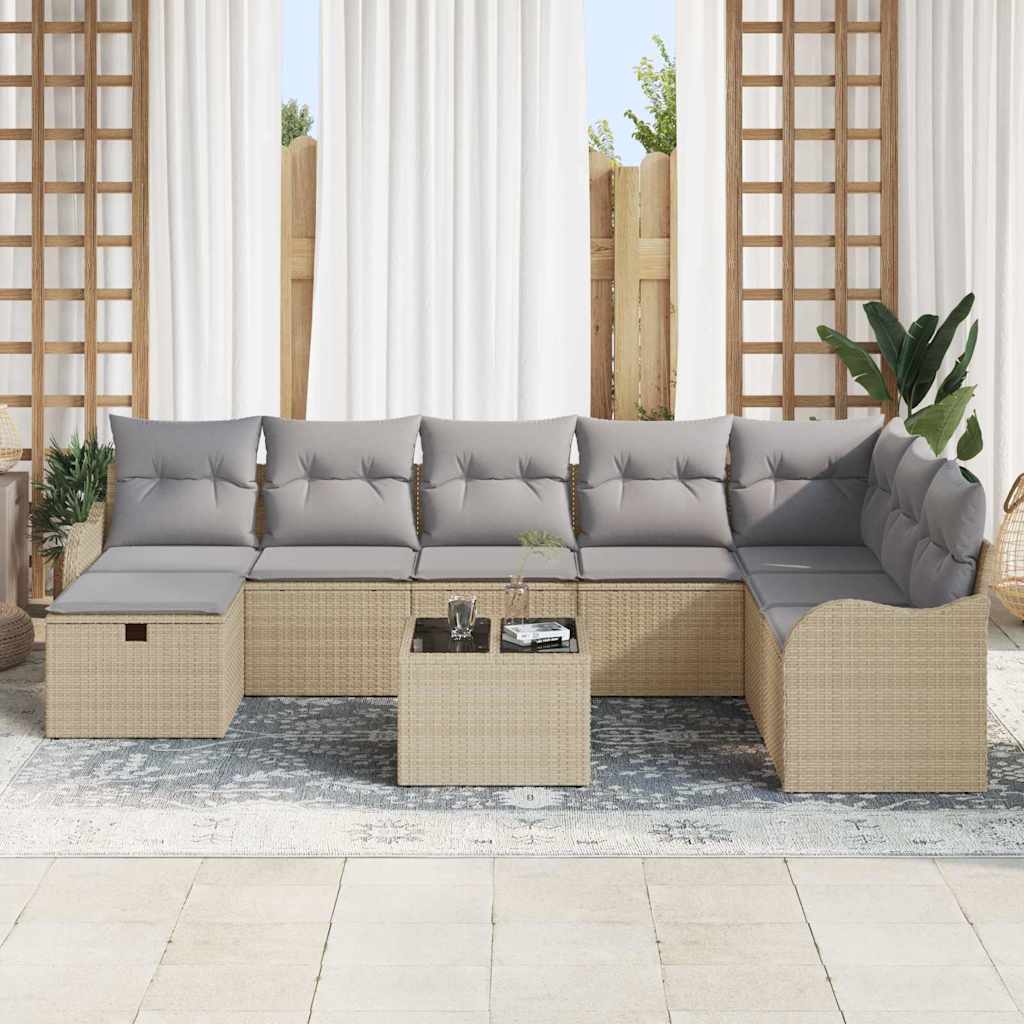 Tuin Sofa Set 9 st Beige poly rattan