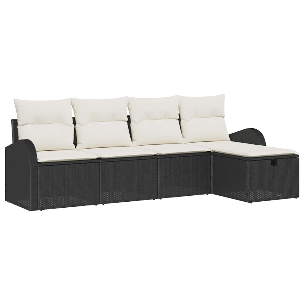 Tuin Sofa Set met kussen met opslag 5 pcs Zwart Poly riet is nu te koop bij PeponiXL, paradijselijk wonen!