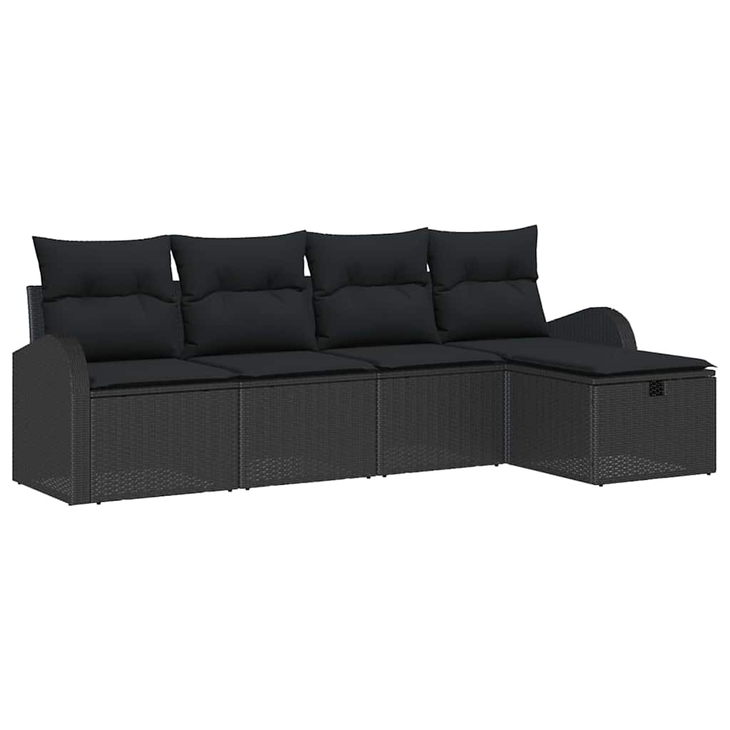 Tuin Sofa Set met kussen met opslag 5 pcs Zwart Poly riet is nu te koop bij PeponiXL, paradijselijk wonen!