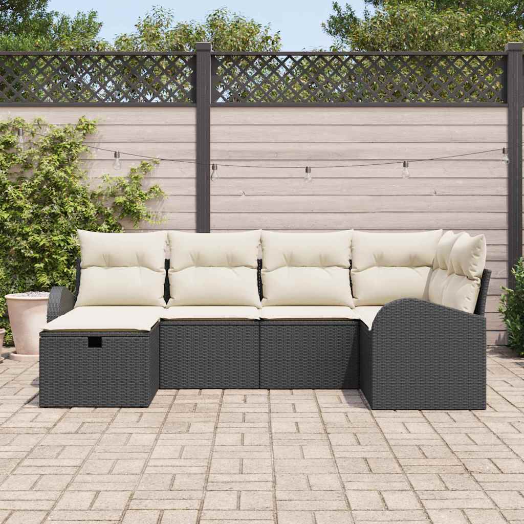 Tuin Sofa Set met kussen met opslag 6 pcs Zwart Poly riet is nu te koop bij PeponiXL, paradijselijk wonen!