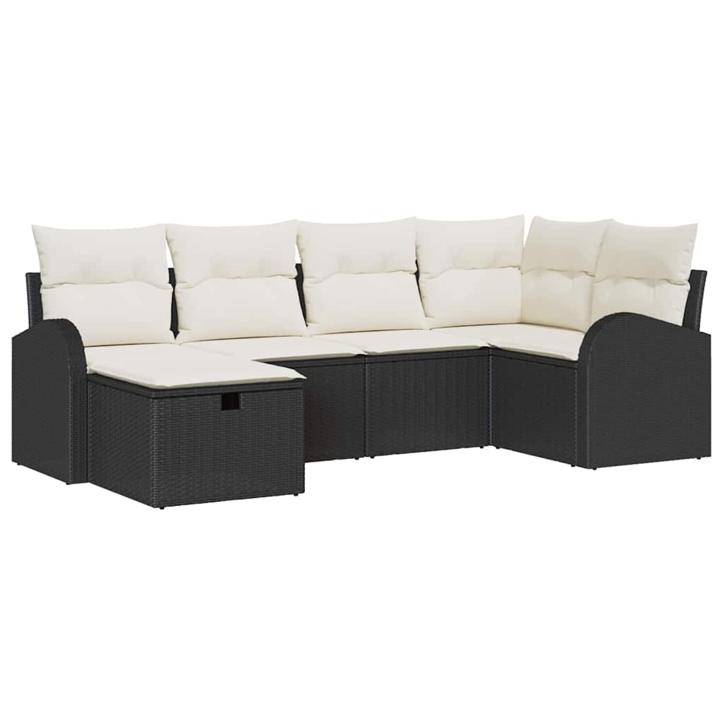 Tuin Sofa Set met kussen met opslag 6 pcs Zwart Poly riet is nu te koop bij PeponiXL, paradijselijk wonen!