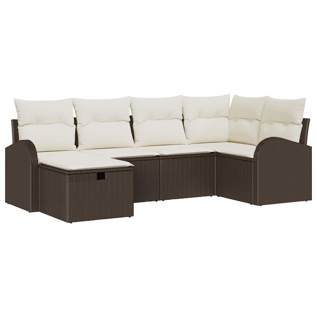 Tuin Sofa Set 6 st Bruin poly rattan