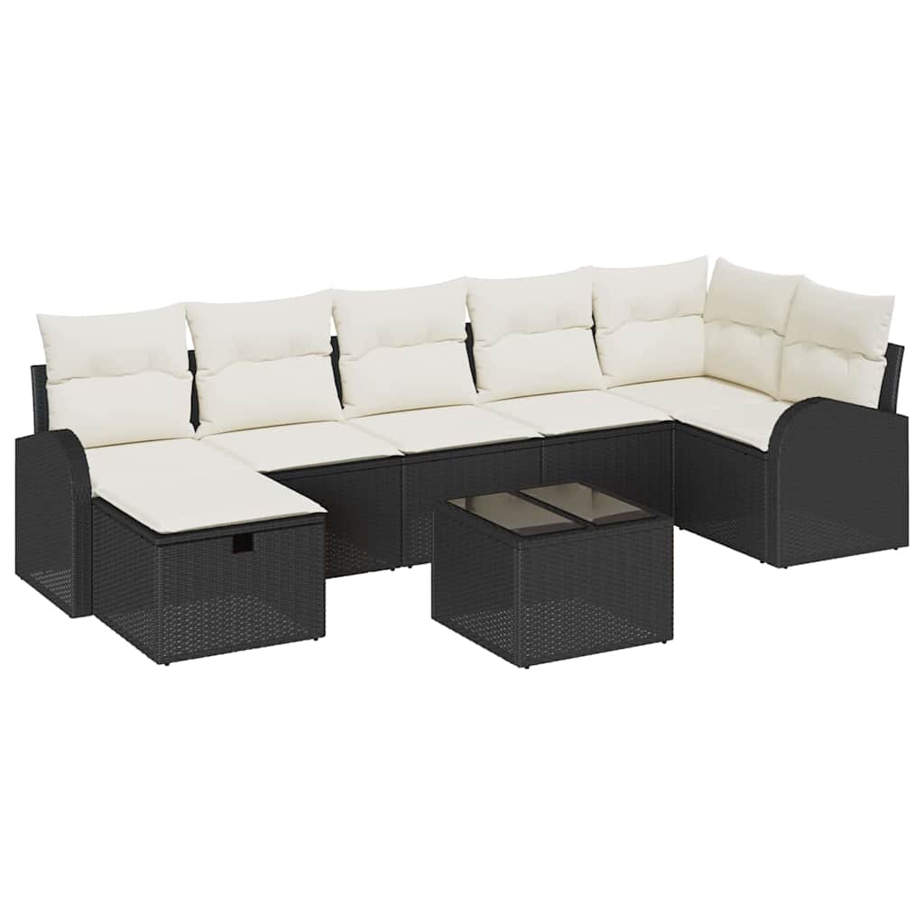 Tuin Sofa Set met kussen met opslag 8 pcs Zwart Poly riet is nu te koop bij PeponiXL, paradijselijk wonen!