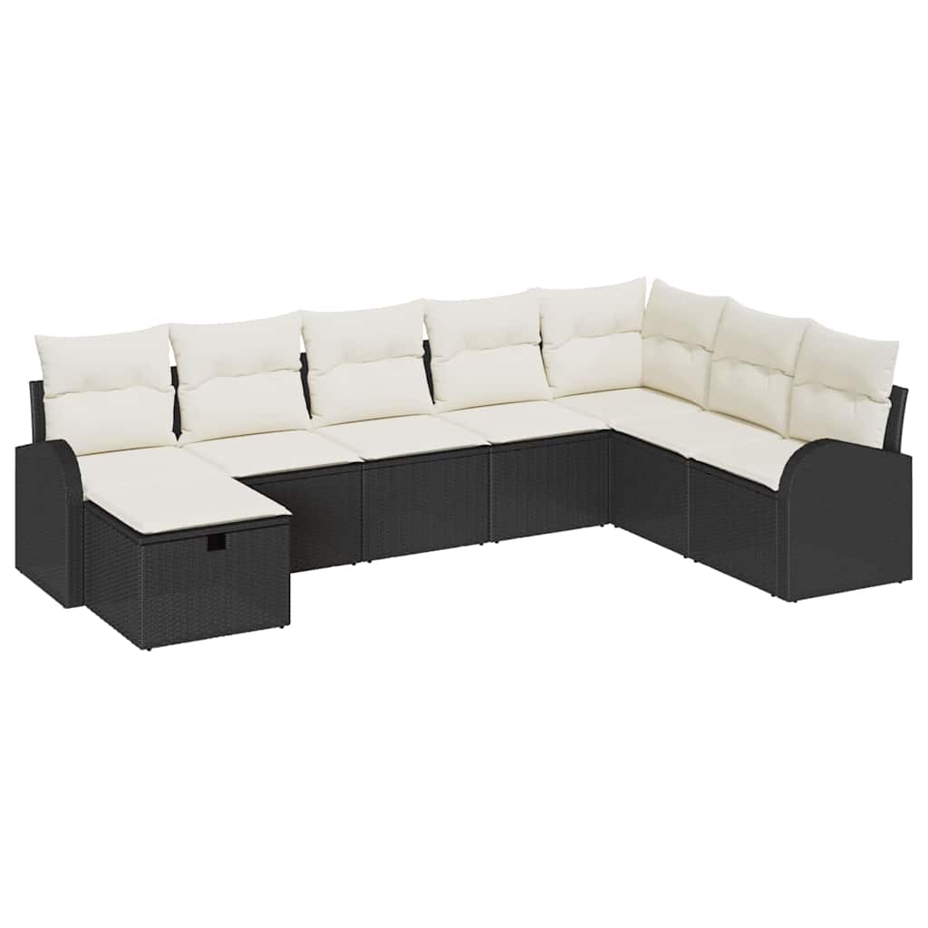 Tuin Sofa Set met kussen met opslag 8 pcs Zwart Poly riet is nu te koop bij PeponiXL, paradijselijk wonen!