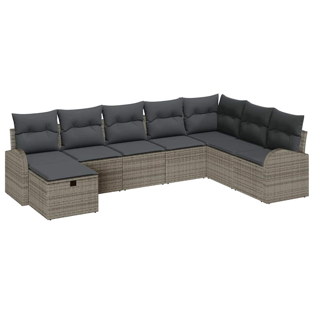 Tuin Sofa Set met kussen met opslag 8 pcs Grijs Poly riet is nu te koop bij PeponiXL, paradijselijk wonen!