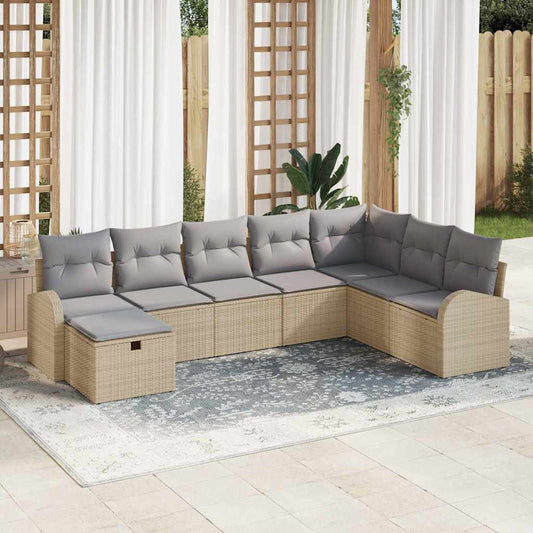 Tuin Sofa Set 8 st Beige poly rattan is nu te koop bij PeponiXL, paradijselijk wonen!