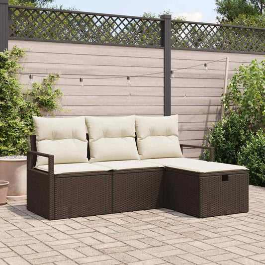 Tuin Sofa Set 4 st Bruin poly rattan is nu te koop bij PeponiXL, paradijselijk wonen!