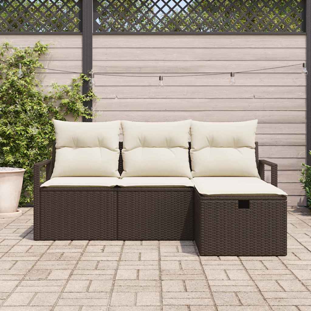 Tuin Sofa Set 4 st Bruin poly rattan