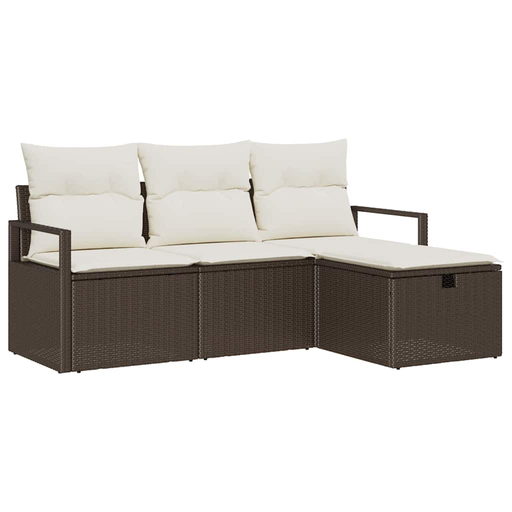 Tuin Sofa Set 4 st Bruin poly rattan