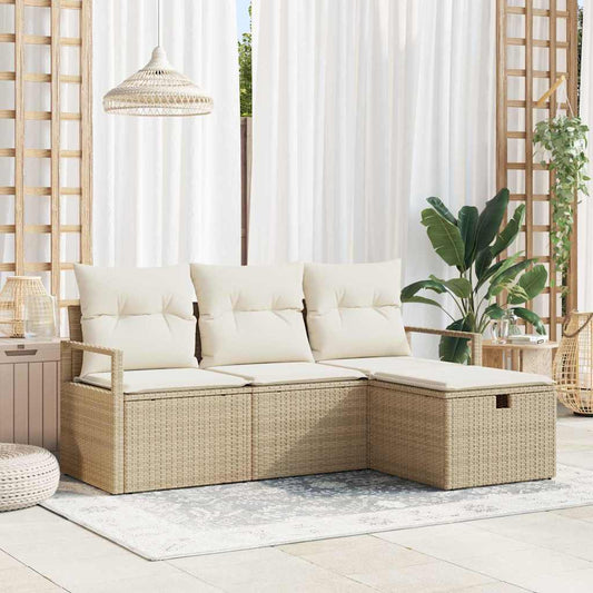 Tuin Sofa Set 4 st Beige poly rattan is nu te koop bij PeponiXL, paradijselijk wonen!