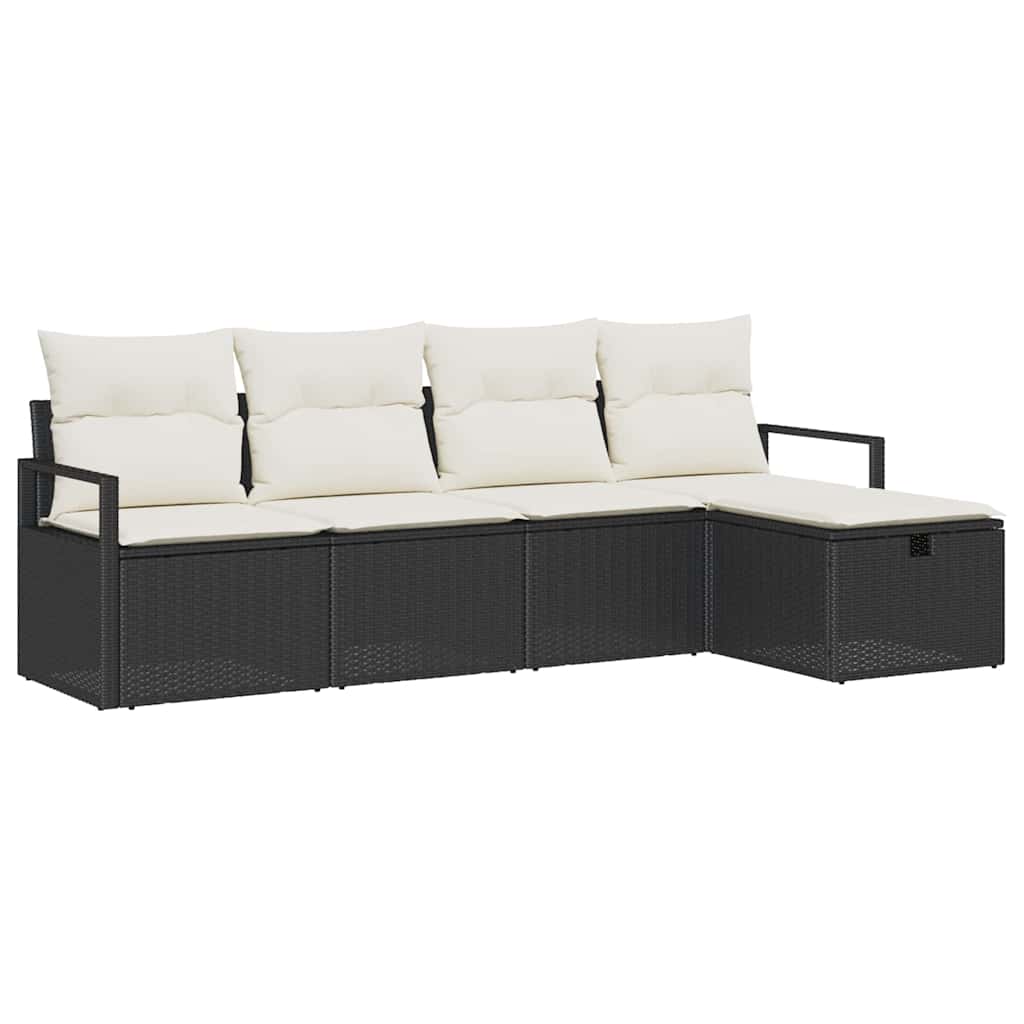 Tuin Sofa Set met kussen met opslag 5 pcs Zwart Poly riet is nu te koop bij PeponiXL, paradijselijk wonen!
