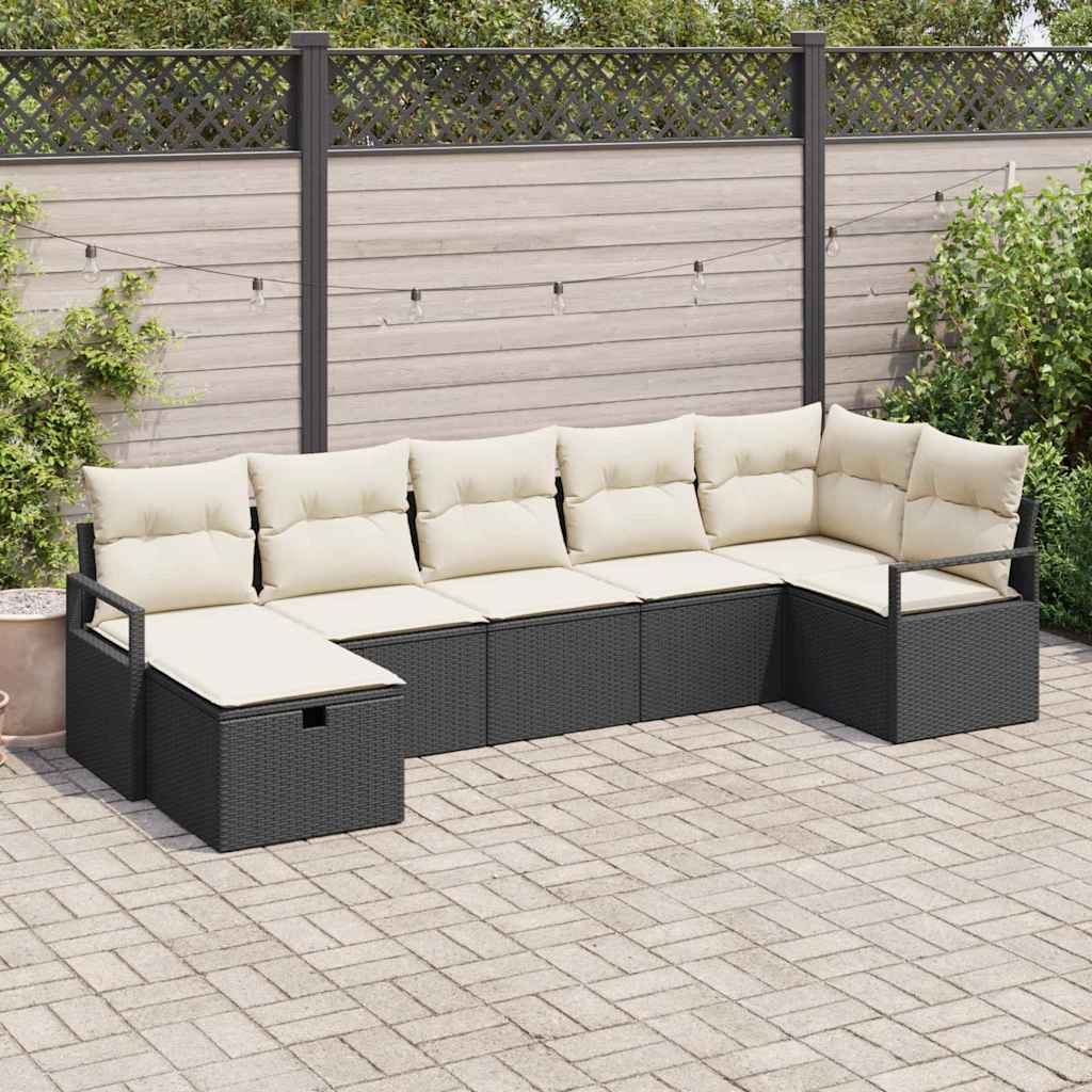 Bankstel met kussen 7 pcs poly rattan is nu te koop bij PeponiXL, paradijselijk wonen!
