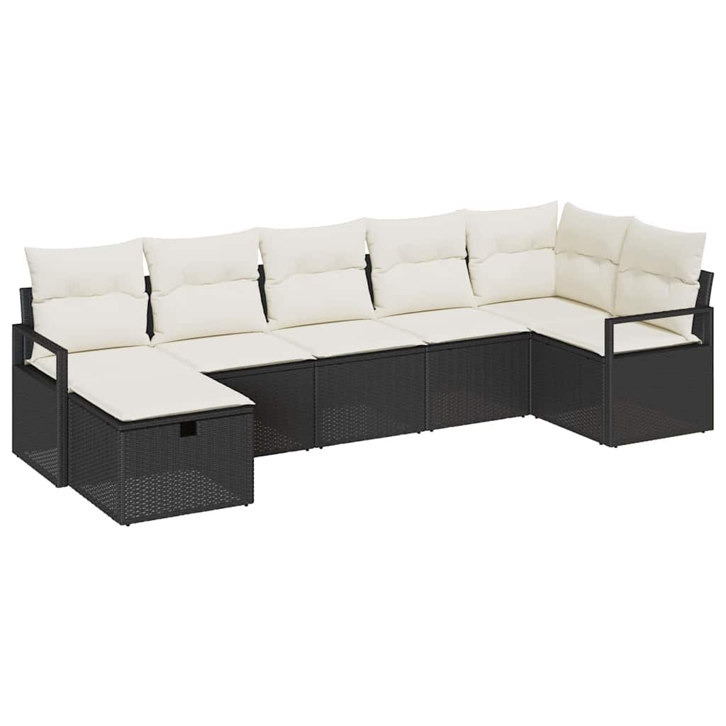 Bankstel met kussen 7 pcs poly rattan is nu te koop bij PeponiXL, paradijselijk wonen!