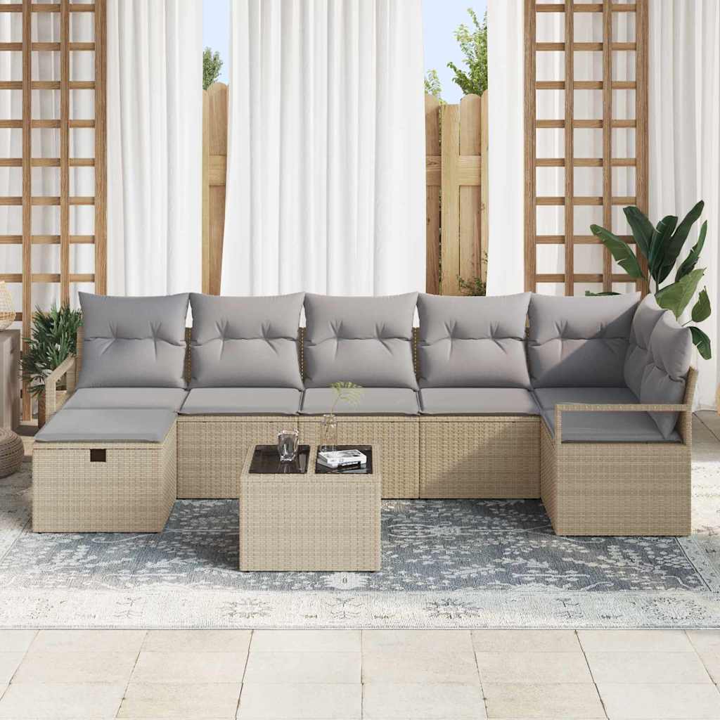 Bankstel met kussen 5 pcs poly rattan