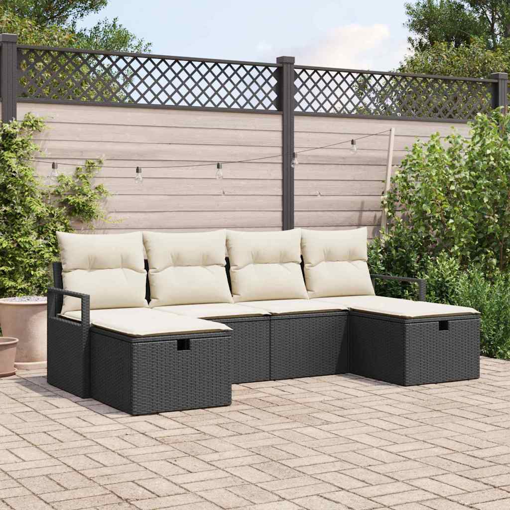 Bankstel met kussen 5 pcs poly rattan is nu te koop bij PeponiXL, paradijselijk wonen!