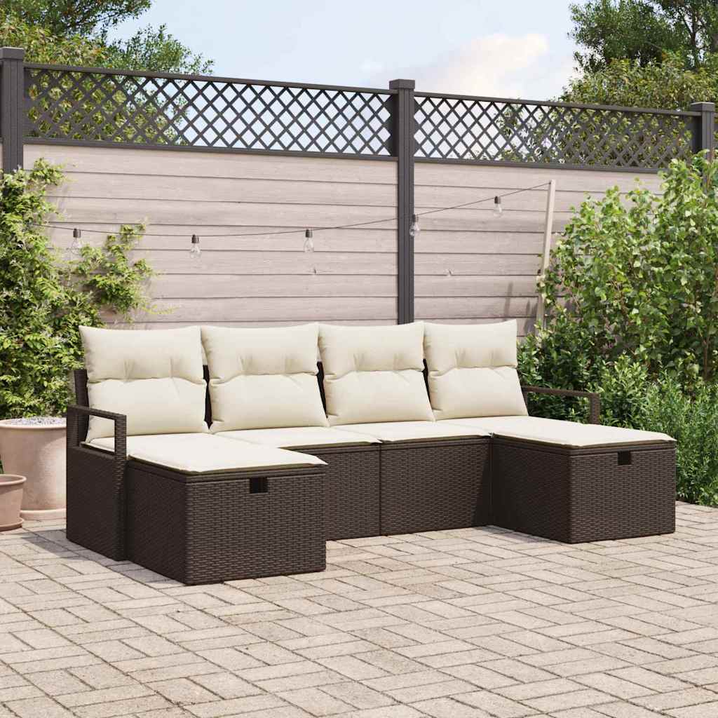 Bankstel met kussen 5 pcs poly rattan