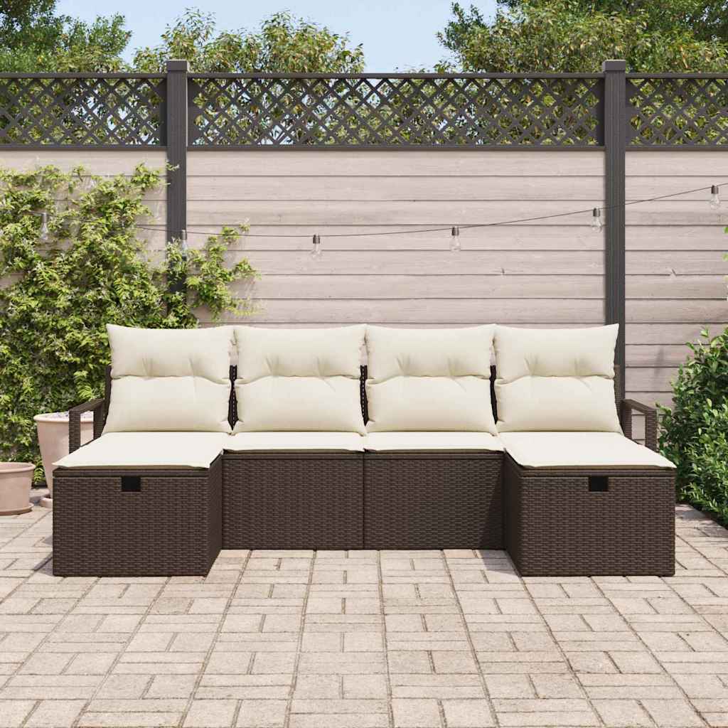 Bankstel met kussen 5 pcs poly rattan