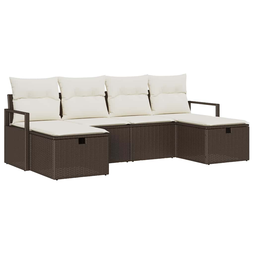 Bankstel met kussen 5 pcs poly rattan