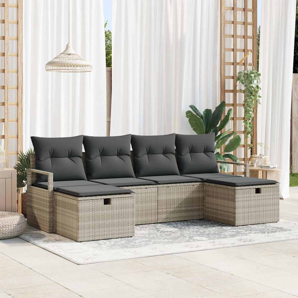 Bankstel met kussen 5 pcs poly rattan