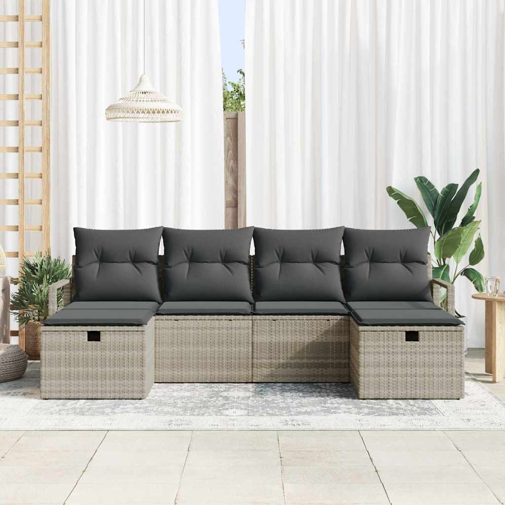 Bankstel met kussen 5 pcs poly rattan