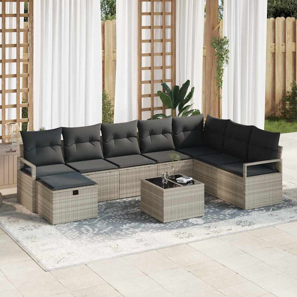 Bankstel met kussen 5 pcs poly rattan