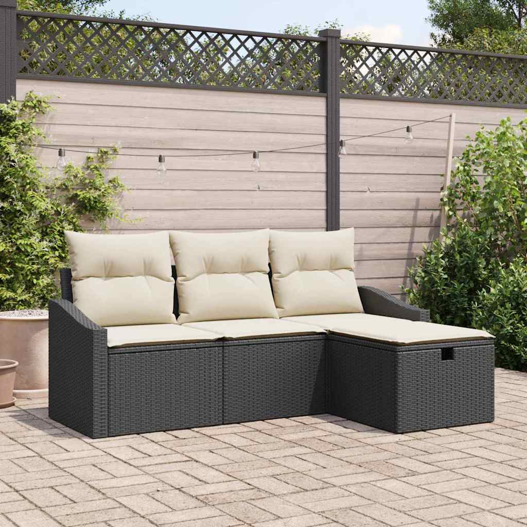 Bankstel met kussen 4 pcs poly rattan is nu te koop bij PeponiXL, paradijselijk wonen!