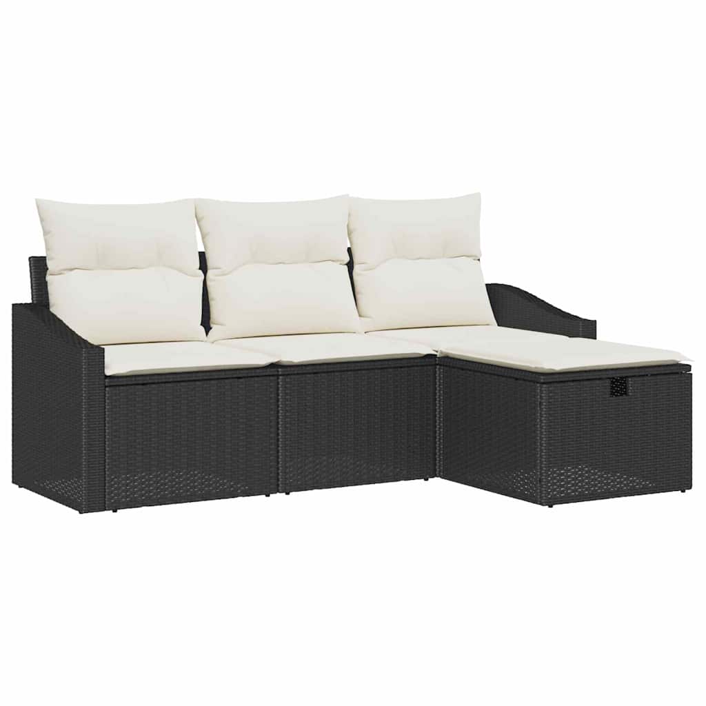 Bankstel met kussen 4 pcs poly rattan is nu te koop bij PeponiXL, paradijselijk wonen!