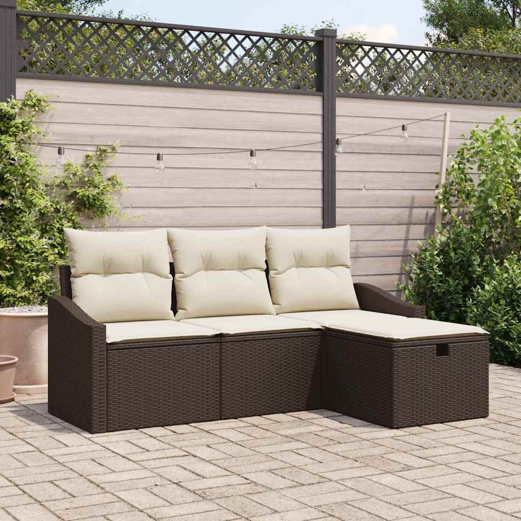 Bankstel met kussen 4 pcs poly rattan