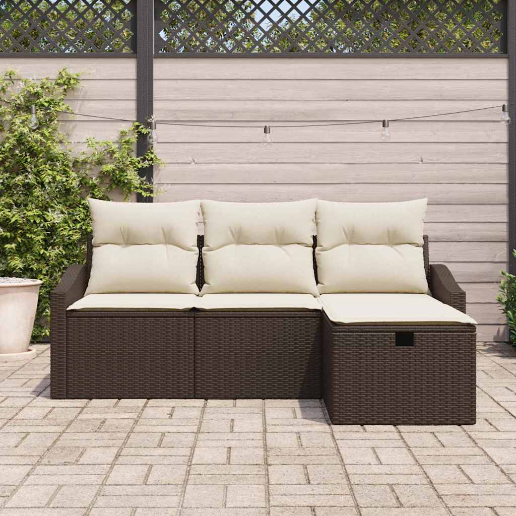 Bankstel met kussen 4 pcs poly rattan
