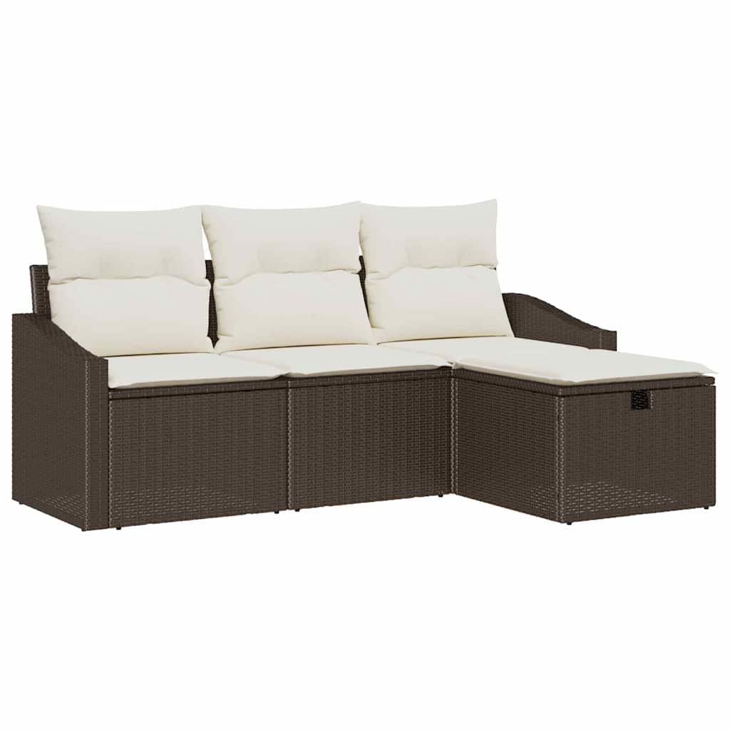 Bankstel met kussen 4 pcs poly rattan