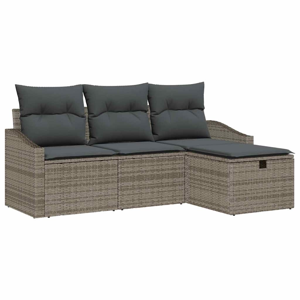 Bankstel met kussen 4 pcs poly rattan is nu te koop bij PeponiXL, paradijselijk wonen!