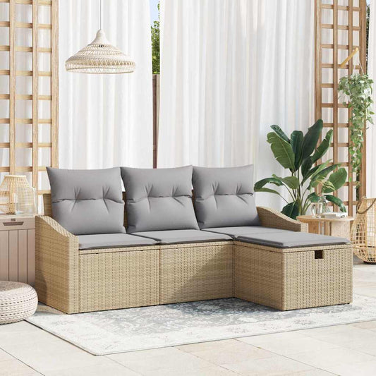 Bankstel 4 st poly rattan is nu te koop bij PeponiXL, paradijselijk wonen!