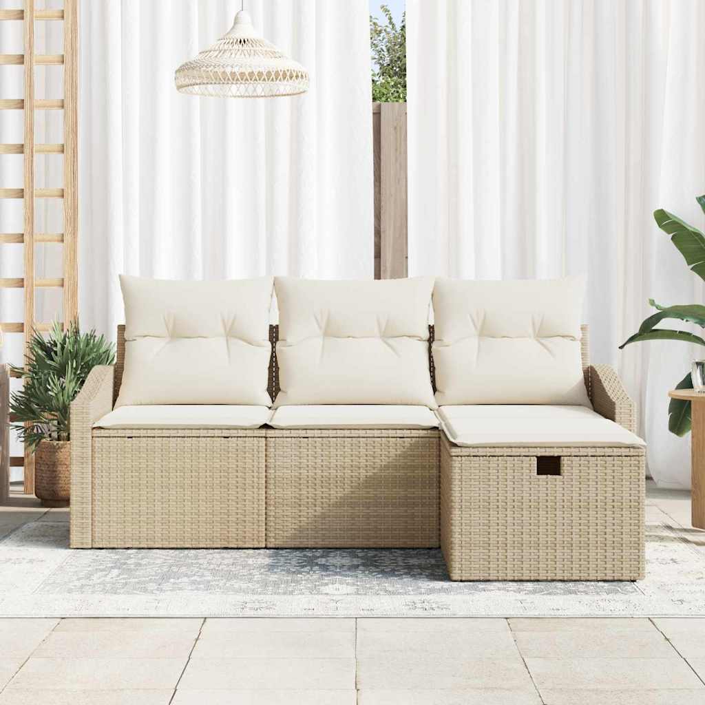 Bankstel met kussen 4 pcs poly rattan is nu te koop bij PeponiXL, paradijselijk wonen!