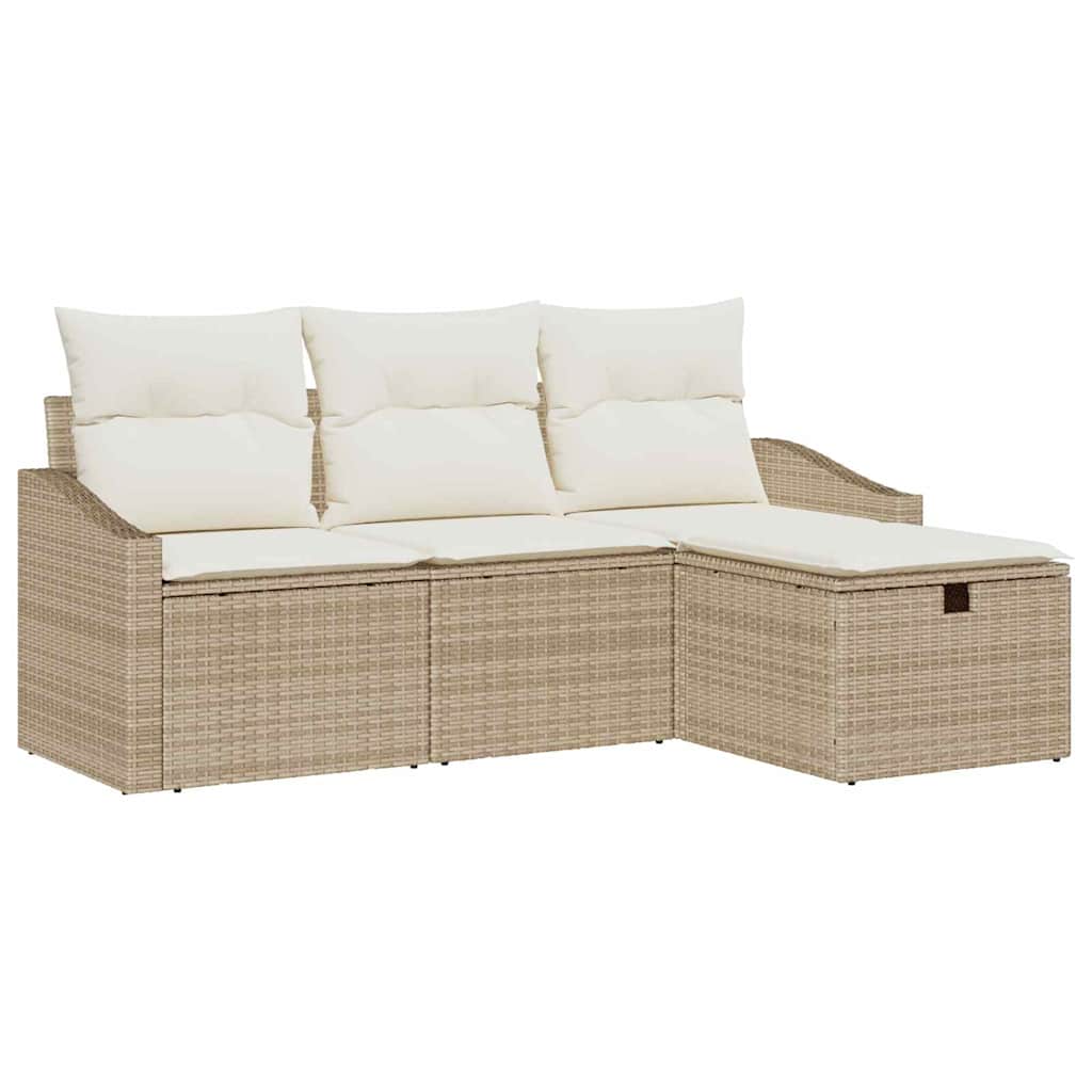 Bankstel met kussen 4 pcs poly rattan is nu te koop bij PeponiXL, paradijselijk wonen!