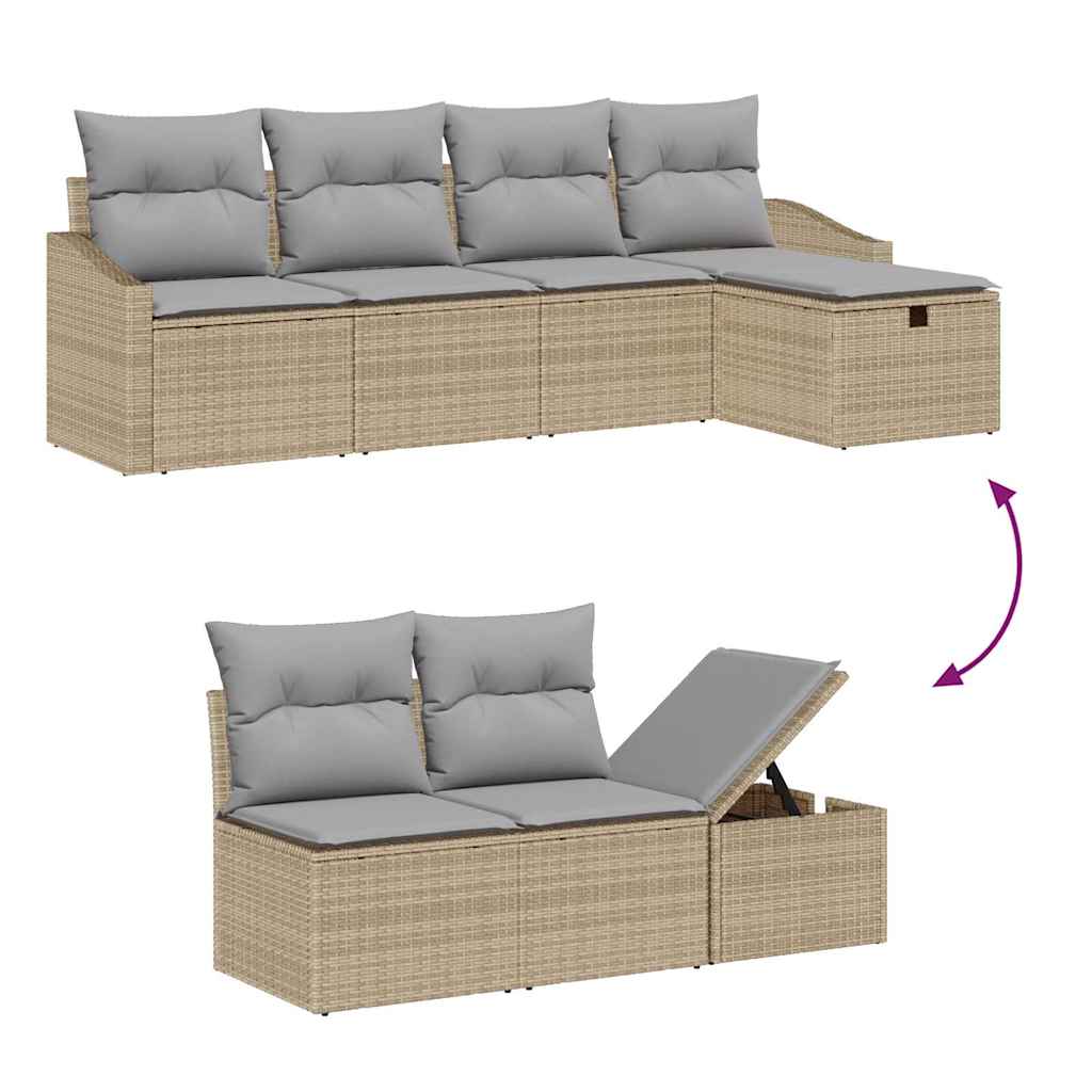 Bankstel 5 st poly rattan