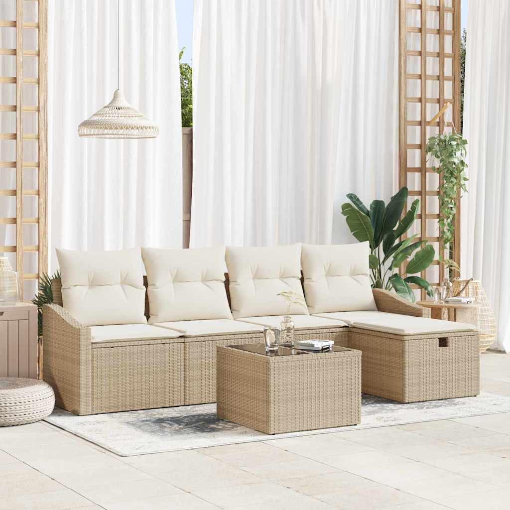 Bankstel met kussen 5 pcs poly rattan is nu te koop bij PeponiXL, paradijselijk wonen!
