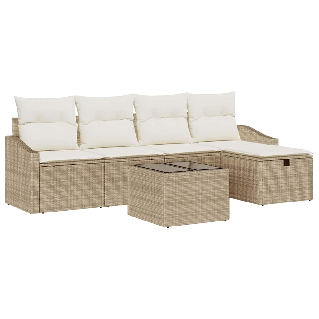 Bankstel met kussen 5 pcs poly rattan is nu te koop bij PeponiXL, paradijselijk wonen!