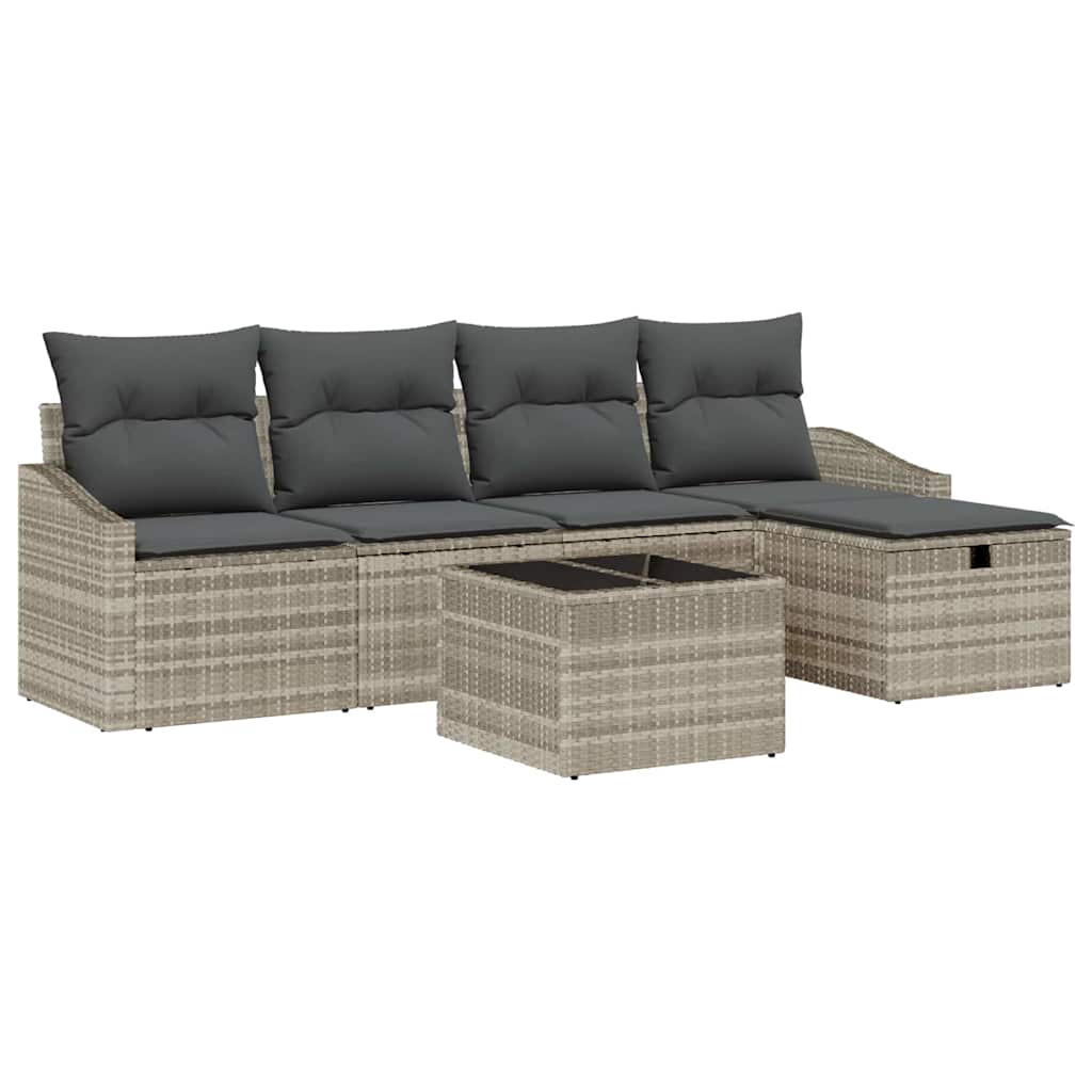 Bankstel met kussen 6 pcs poly rattan is nu te koop bij PeponiXL, paradijselijk wonen!