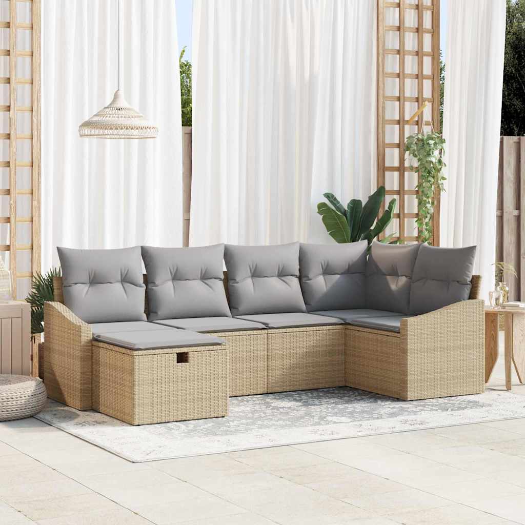 Bankstel 6 st poly rattan