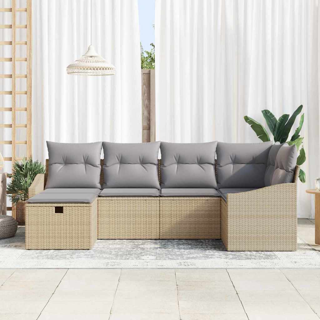Bankstel 6 st poly rattan