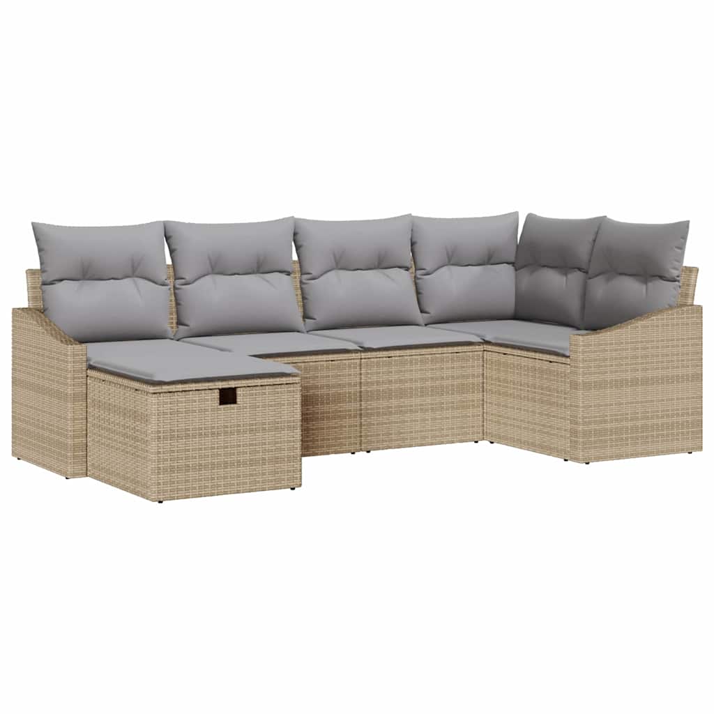 Bankstel 6 st poly rattan