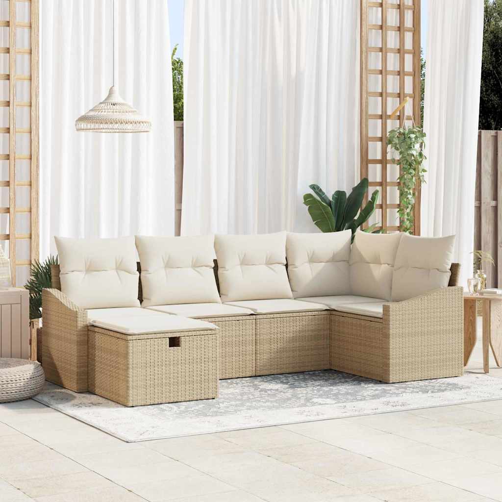 Bankstel met kussen 7 pcs poly rattan is nu te koop bij PeponiXL, paradijselijk wonen!