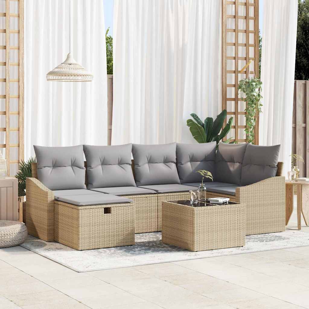 Bankstel 7 st poly rattan