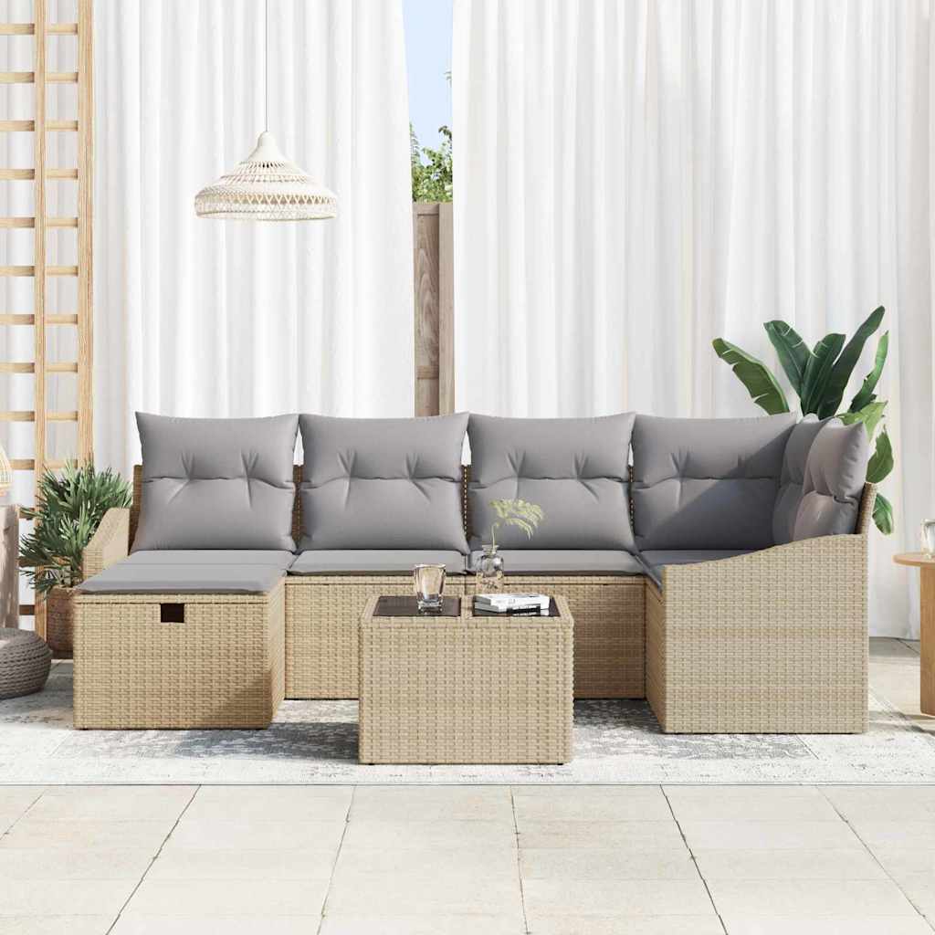 Bankstel 7 st poly rattan