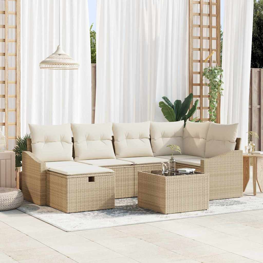 Bankstel met kussen 6 pcs poly rattan is nu te koop bij PeponiXL, paradijselijk wonen!